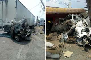 Dejó el choque de tres vehículos, dos trailer y un automóvil particular sobre el kilómetro 44.5 de la carretera México-Toluca, a la altura de Río Hondito