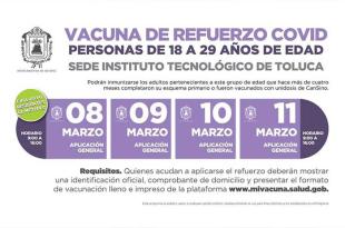 La jornada de vacunación será a partir del martes 8 al viernes 11 de marzo 