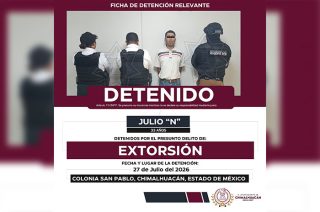 Julio César “N”, de 33 años, fue detenido por policías municipales de Chimalhuacán.