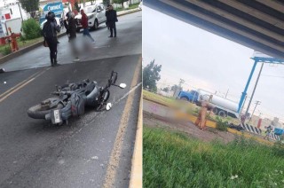 Su cuerpo quedó a unos metros de la motocicleta en que viajaba modelo Pulsar color negra con placas de circulación 23KNE7.