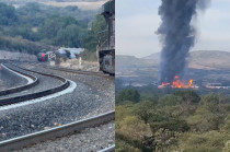 Explosión tras descarrilamiento de tren en Tepetitlán