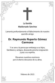 Esquela Dr. Raymundo Ruperto Gómez Carmona
