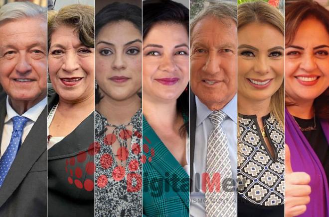 Andrés Manuel López Obrador, Delfina Gómez, María José Bernáldez, Martha Hilda González, Arturo Montiel, Karla Cortes, Ana Lilia Herrera.