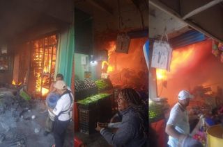 Los bomberos tuvieron que realizar unos boquetes en los muros para acceder al sitio