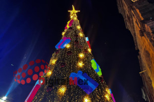 El árbol monumental de Toluca iluminó la Plaza Fray Andrés de Castro durante el encendido
