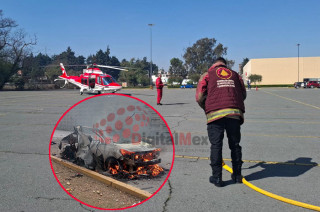 El Grupo Relámpagos desplegó un helicóptero para trasladar a una menor gravemente lesionada, tras el incendio de un vehículo con pirotecnia en Lerma.
