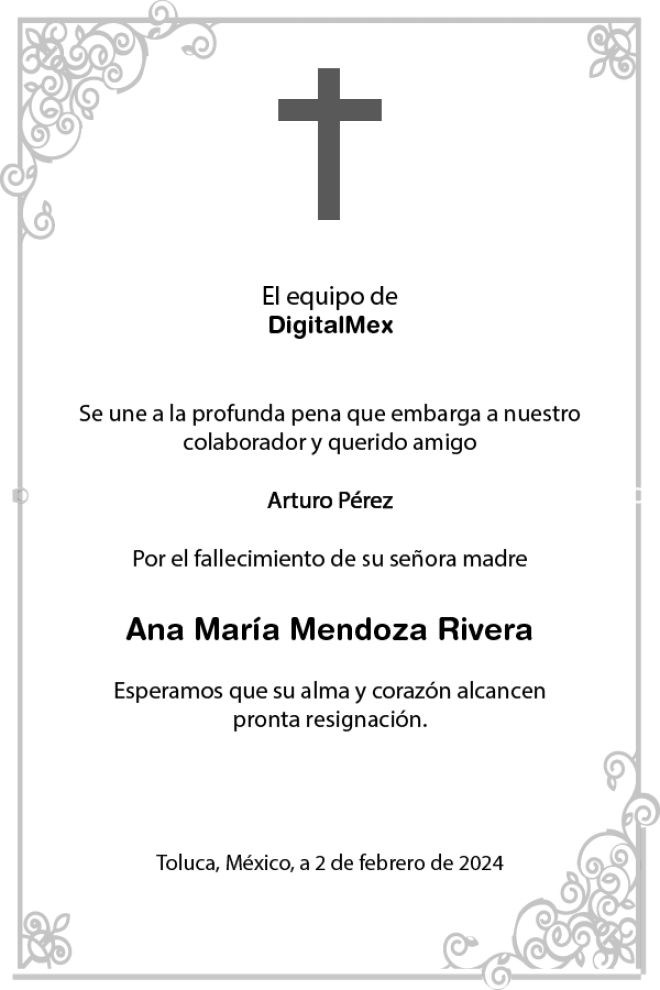 Esquela Ana María Mendoza Rivera