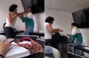 El alumno arremetió a golpes contra su maestro en plena aula, mientras gritaba frases amenazantes; el hecho quedó grabado en video y se viralizó en redes.