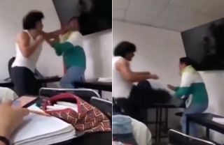 El alumno arremetió a golpes contra su maestro en plena aula, mientras gritaba frases amenazantes; el hecho quedó grabado en video y se viralizó en redes.