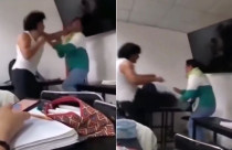 El alumno arremetió a golpes contra su maestro en plena aula, mientras gritaba frases amenazantes; el hecho quedó grabado en video y se viralizó en redes.