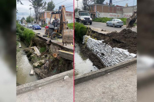  Colocan costaleras en márgenes del río como medida preventiva ante posibles desbordamientos.