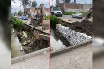  Colocan costaleras en márgenes del río como medida preventiva ante posibles desbordamientos.