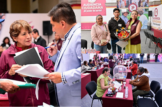 La Gobernadora Delfina Gómez Álvarez encabezó la Cuarta Audiencia Ciudadana del Estado de México bajo un nuevo formato de cinco días