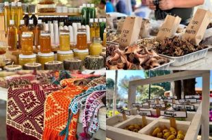 Productores de las comunidades de Valle de Bravo expusieron sus productos elaborados de manera artesanal en el jardín central del municipio.