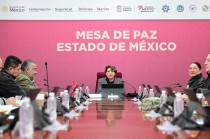 Delfina Gómez encabeza la Mesa de Paz, donde se presentaron los resultados de seguridad en Edoméx.