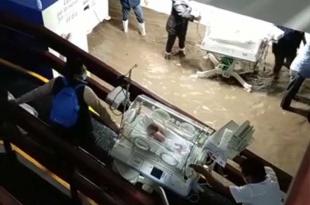 #Video: Evacúan a recién nacidos por inundación en hospital de Atizapán de Zaragoza