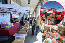 Delfina Gómez supervisa víveres.
