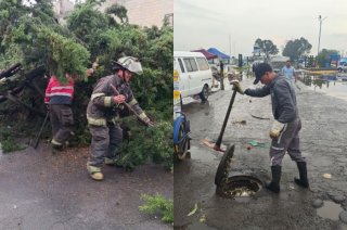 Brigadas de Protección Civil y Bomberos de Toluca atendieron encharcamientos, inundaciones y árboles caídos tras las lluvias registradas este viernes.