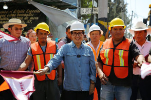 Azucena Cisneros Coss da el banderazo de inicio al Colector 12, obra que busca reducir las inundaciones en Multiplaza Aragón, Ecatepec.