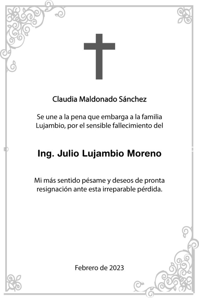 Esquela Ing. Julio Lujambio Moreno