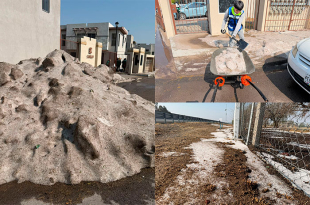 Autoridades municipales realizaron labores de limpieza, desazolve y retiro de granizo tras la tormenta