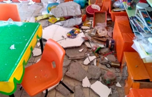 Cae plafón en escuela de Toluca y lesiona a dos niños