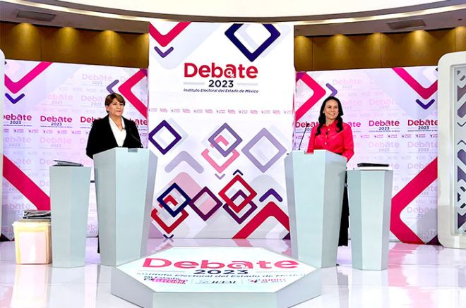 Alejandra del Moral y Delfina Gómez, se centraron en dar a conocer sus propuestas en cuatro bloques