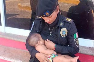 Mujer policia amamantó a bebé víctima del Huracán Otis