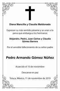 Esquela Pedro Armando Gómez Núñez