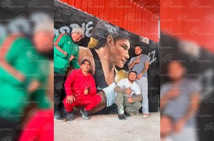 El muralista Marco Antonio Torres, conocido como Wodck, plasmó el rostro de Barby Juárez en el gimnasio impulsado por el entrenador metepequense Miguel Ángel Chávez Solís.