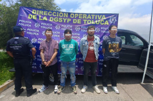 Cuatro colombianos señalados por extorsión en Toluca