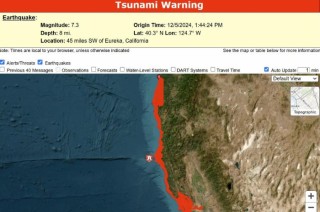 Tras el evento, el Centro Nacional de Tsunamis emitió una alerta que abarcó desde Davenport, California, hasta la línea Douglas/Lane en Oregón. 