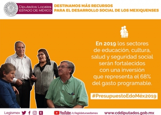 A Desarrollo Social 68.1% del gasto programable del Edomex en 2019