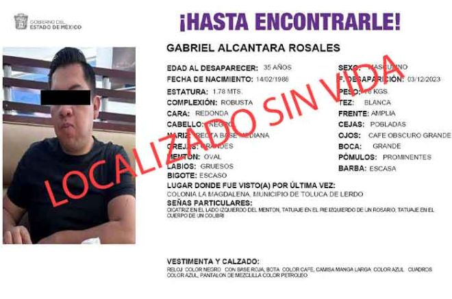 La víctima, un hombre de 35 años de edad, fue visto por última vez en calles de la Colonia La Magdalena.
