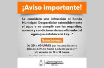 El Gobierno de Huixquilucan sancionará a quienes desperdicien el agua, con multas que van hasta los 4 mil 342.80 pesos.