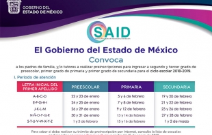 Inicia periodo de preinscripciones para educación básica en el Edomex