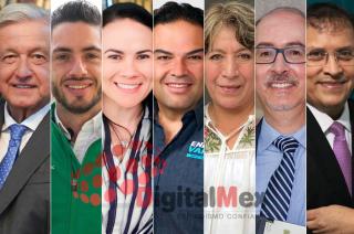 Andrés Manuel López Obrador, José Alberto Couttolenc, Alejandra del Moral, Enrique Vargas, Delfina Gómez, Carlos Eduardo Barrera, Mario Alberto Cervantes.