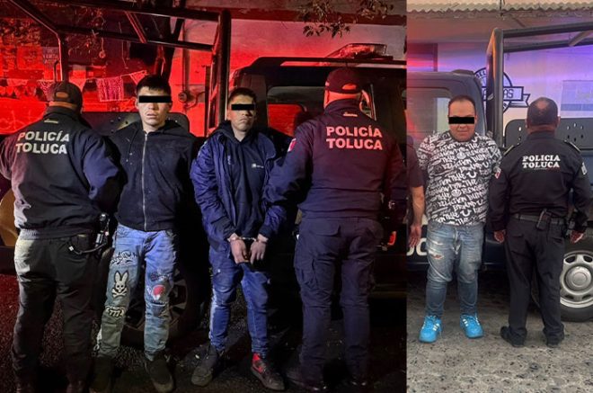 Detenidos por robo a vivienda y posesión de vehículo con reporte de robo fueron puestos a disposición del Ministerio Público en Toluca.