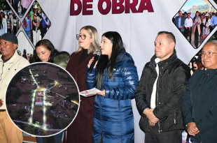 La presidenta municipal Carmen Albarrán Gabriel encabezó la entrega de seis Senderos Seguros en Donato Guerra.