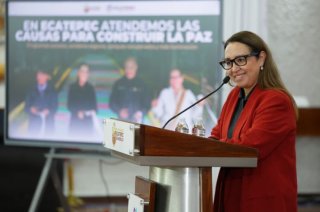 La alcaldesa Azucena Cisneros Coss destacó la disminución de 11.4 puntos porcentuales en la percepción de inseguridad en Ecatepec.