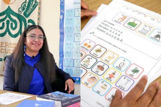 La profesora Marisela Miranda Elineo imparte talleres en primarias de su comunidad, en San Felipe del Progreso, para acercar a las alumnas y alumnos a sus raíces mazahuas.