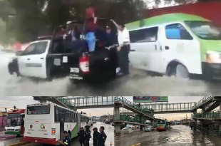 #Video: Corriente de agua arrastra combi de pasajeros, durante tromba en Ecatepec