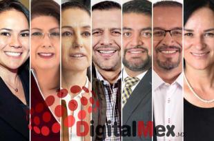 Alejandra del Moral, Mariela Gutiérrez, Claudia Sheinbaum, Agustín Barrera, Cristian Campuzano, Omar Ortega, María Isabel Sánchez