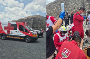 Paramédicos de la Cruz Roja brindaron atención a personas lesionadas y coordinaron traslados.