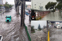 Inundaciones y vehículos varados tras intensas lluvias en Edoméx