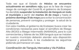 Quedan suspendidos los tianguis en #Ecatepec