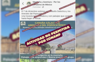 Publicación de una agencia de tours marcada por el Parque Nacional como “Actividad no permitida”