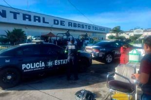 Operativo de seguridad en la Central de Abasto de Toluca