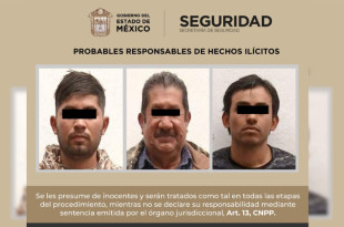 Los tres detenidos fueron asegurados por elementos de la Secretaría de Seguridad del Estado de México