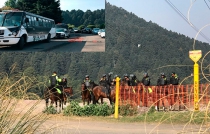 Fuerzas policiacas en Acazulco para resguardar obras del Interurbano